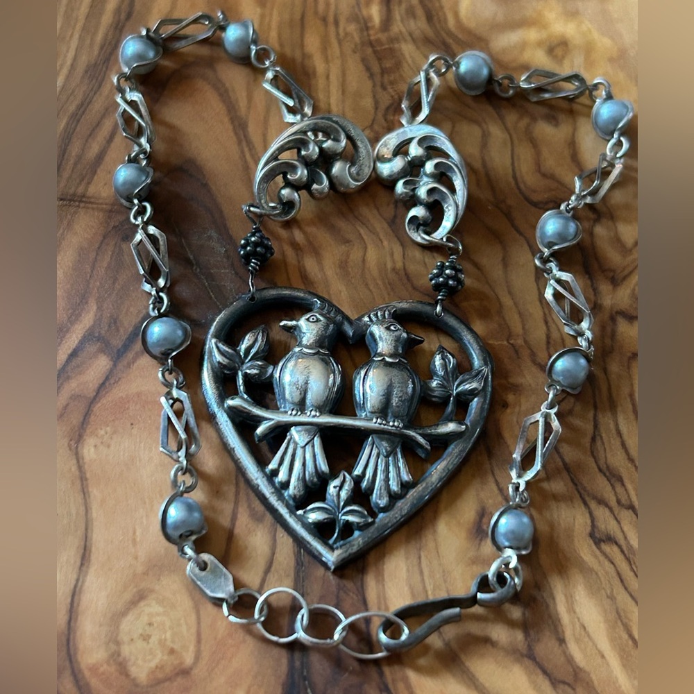 Vintage Sterling Silver Bird Heart With Pearl Original Redesign